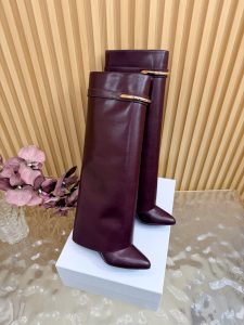 Givenchy Straight-Leg Shiny Leather Boots Gate15492