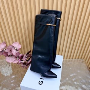 Givenchy Straight-Leg Shiny Leather Boots Gate15493